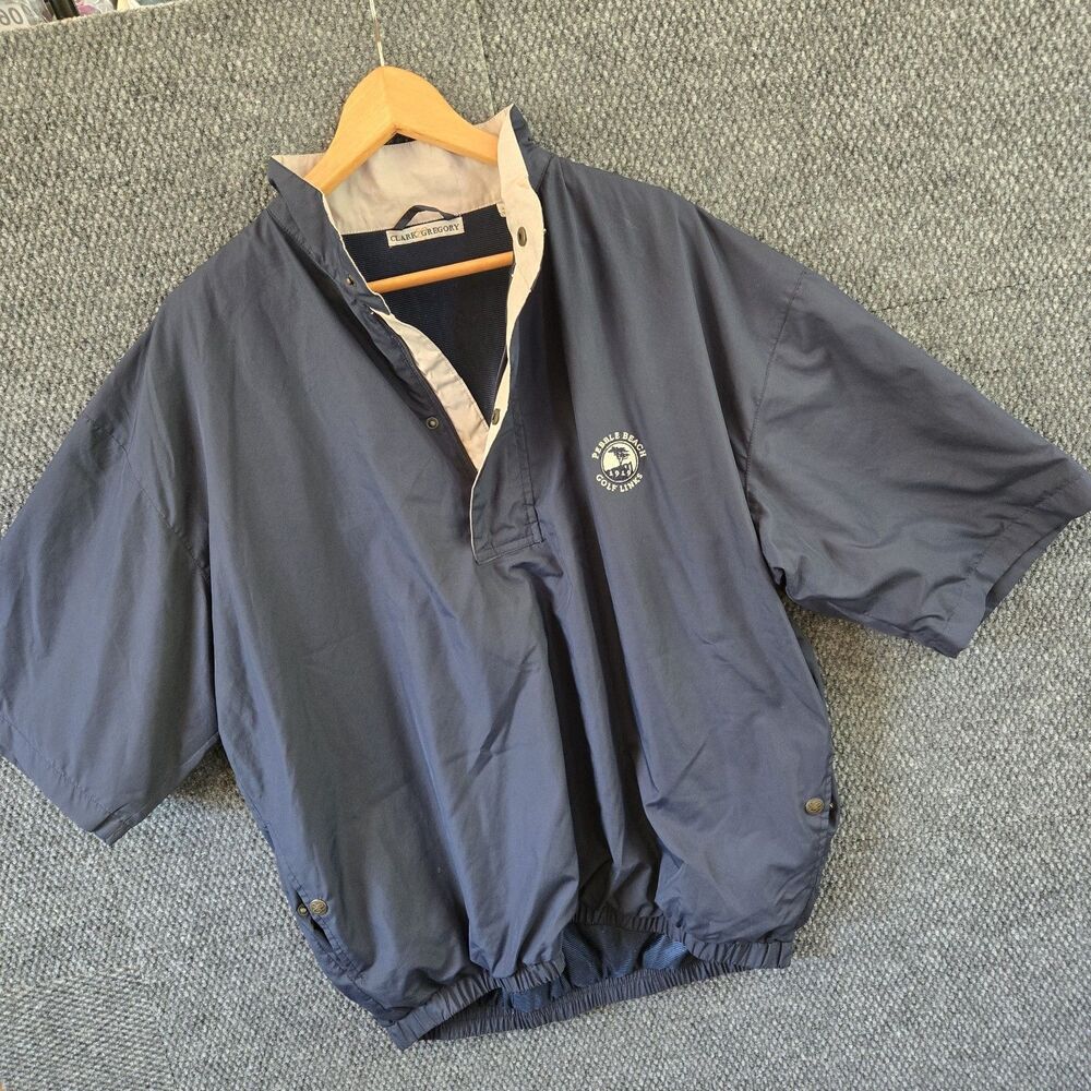Vintage Pebble Beach Golf Short Sleeve Windbreaker Pockets Pullover Size M